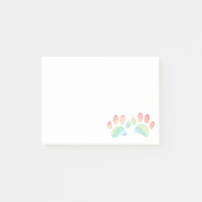 Post-it® Pastel Color Rainbow Chien Empreintes de pattes (Devant)