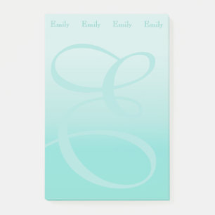 Post-it® Pastel en bloc de couleur monogramme Turquoise