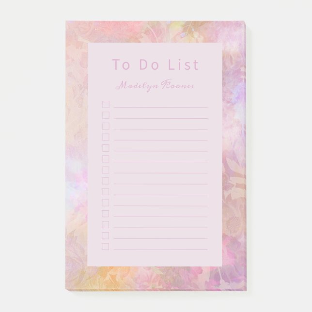 Post-it® Pastel Florals Chic Script Personalized (Devant)