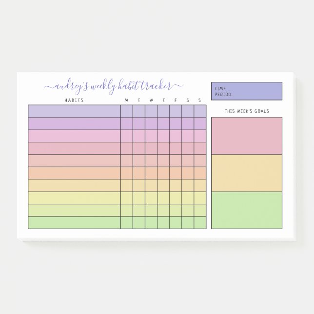 Post-it® Pastel Gradient Weekly Habit Tracker (Devant)