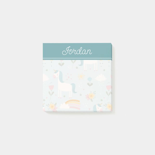 Post-it® Pastel mignon Rainbow Unicorn Motif (Devant)