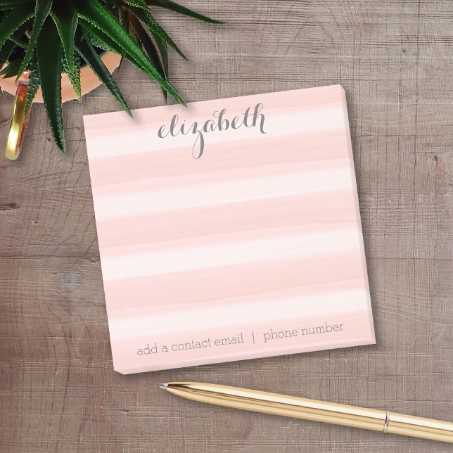 Post-it® Pastel Peach and Grey Stationery Suite pour femmes (Personalized Post It Notepads)