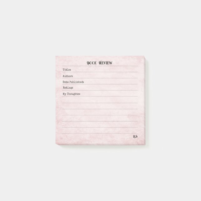 Post-it® Pastel Pink Feminine Simple Modern Monogram  (Devant)
