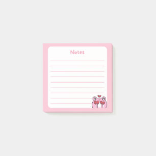 Post-it® Pastel Pink Kawaii Chibi Frog Coeurs Holding