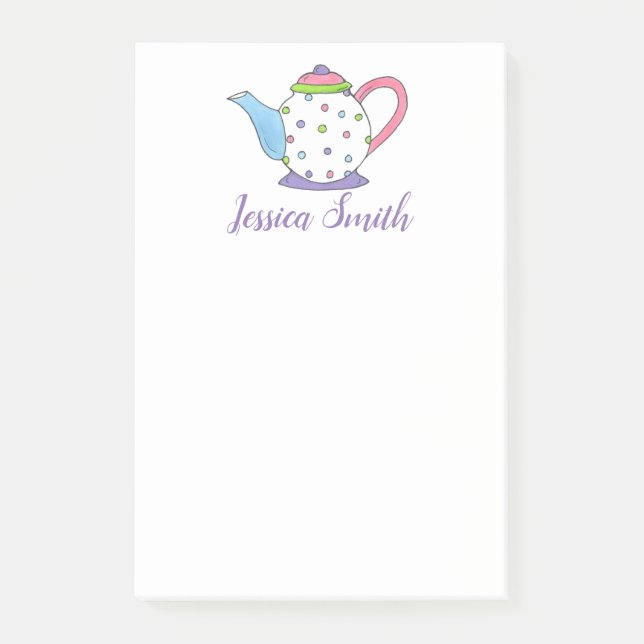 Post-it® Pastel Polka Dot Teapot Party Cadeau Poster son (Devant)