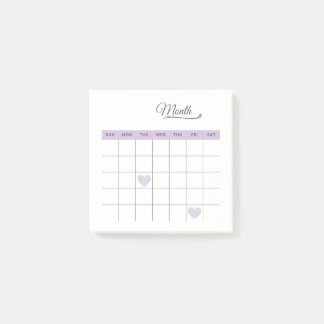 Post-it® Pastel Purple Minimaliste Romantique Plan mensuel