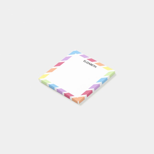 Post-it® Pastel Rainbow Diagonal Stripes Nom | Personnalise (Incliné)