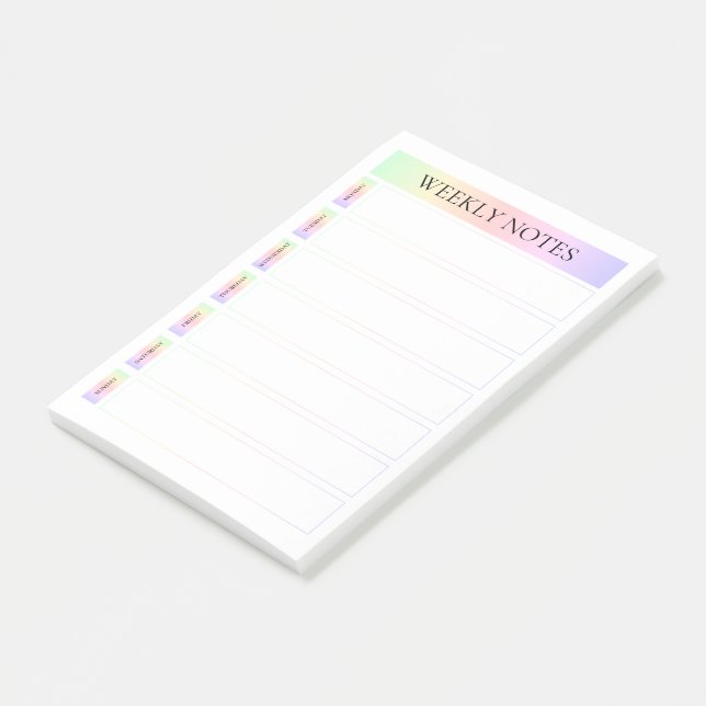 Post-it® Pastel Rainbow Notes hebdomadaires Remerciements (Incliné)