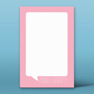 Post-it® Pastel rose et blanc Talk bulle Nom personnalisé