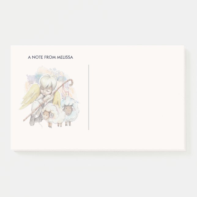 Post-it® Pasteur de Noël Ange avec agneaux (Devant)