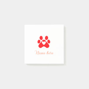 Post-it® Patte de chien cœur rouge animal familier ajouter
