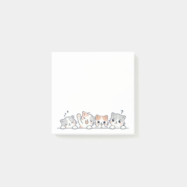 Post-it® Pattes curieuses - Amis chats mignons qui regarden (Devant)