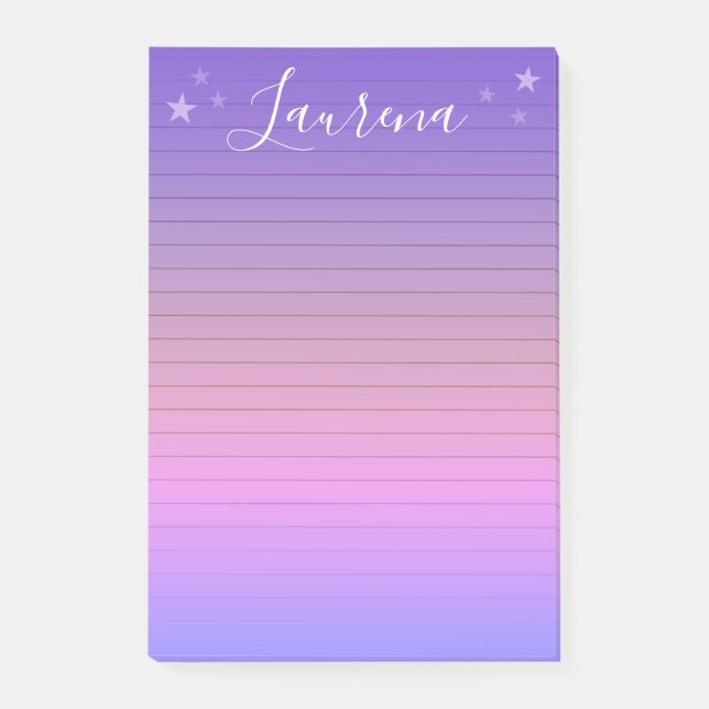 Post-it® Pavé de nom personnalisé Starry Hues (violet) (Devant)