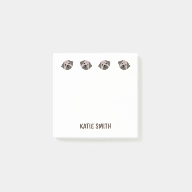 Post-it® Paw Carlin illustrée mignonne (Devant)