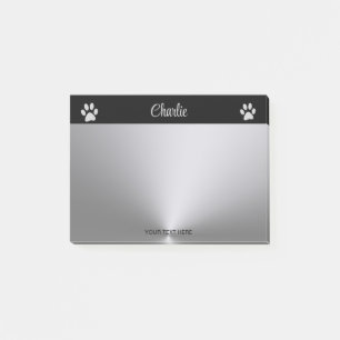Post-it® Paw Chien Argent sur arrière - plan noir
