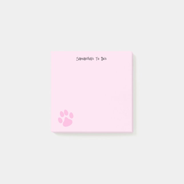 Post-it® Pawprint rose clair mignon Personnalisable (Devant)