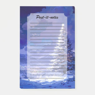 Post-it® Paysage de montagne enneigée avec un sapin de Noël