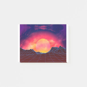 Post-it® Paysage de Vaporwave avec des roches