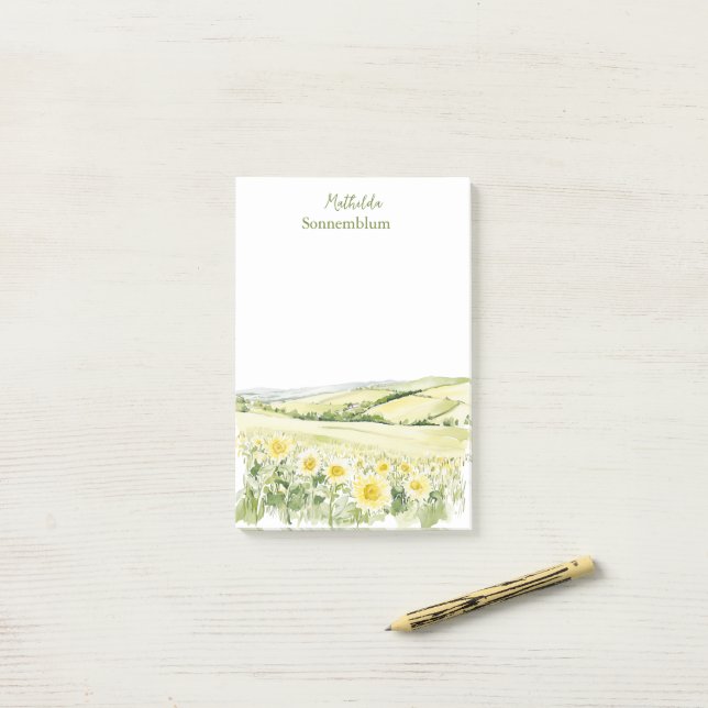 Post-it® Paysage floral de prairie (Sur un bureau)