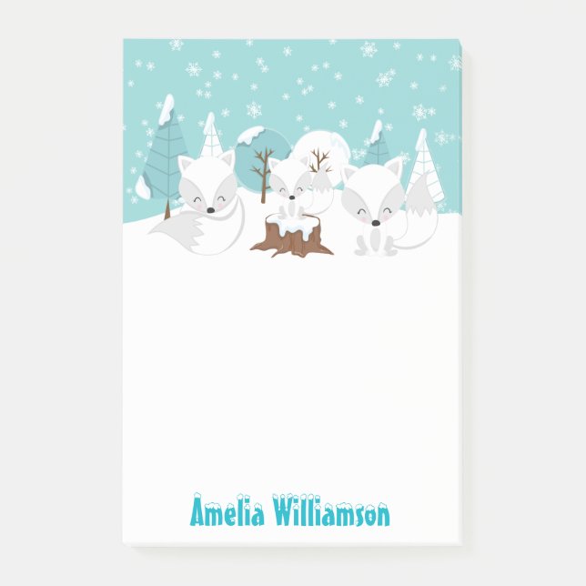 Post-it® Paysage hivernal renards arctiques (Devant)