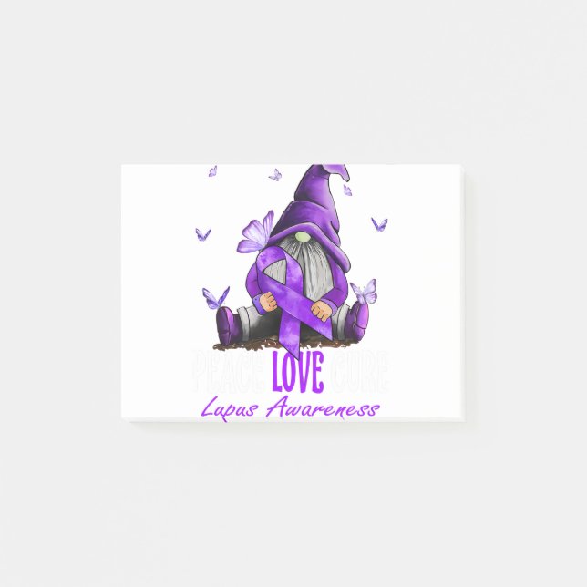 Post-it® Peace Love Cure Lupus Sensibilisation Ribbon viole (Devant)