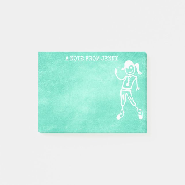 Post-it® Peace Street Art Girl Mint Green Chalkboard (Devant)