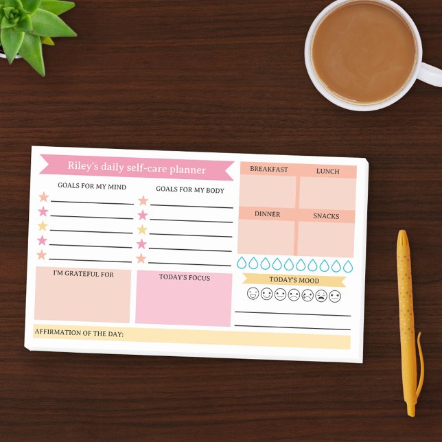 Post-it® Peach Buts Rose Mood Daily Selcare Planner (Créateur téléchargé)