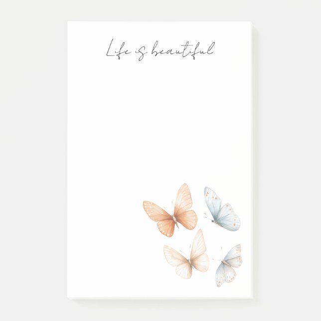 Post-it® Peach Chic Blue Butterflies  (Devant)