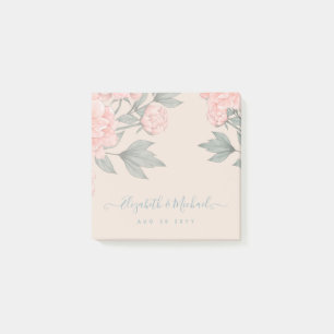 Post-it® Peach Peonies Sage Floral Budget Mariage
