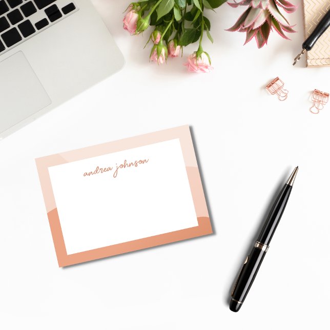 Post-it® Peach Pink Boho Waves Script moderne Monogramme (Créateur téléchargé)