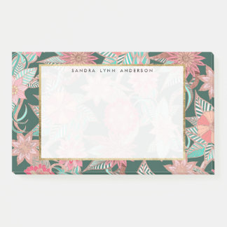 Post-it® Peach rose vert main tiré motif floral