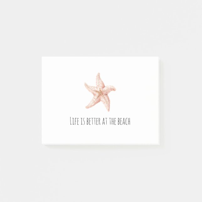 Post-it® Peach Starfish Better at Beach (Devant)