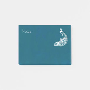 Post-it® Peacock blanc sur Turquoise Bold Design Art déco é