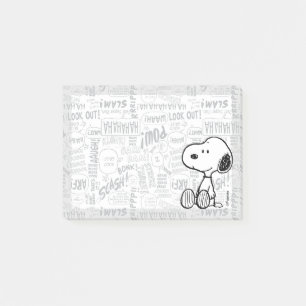 Post-it® PEANUTS   Snoopy on Black White Comics
