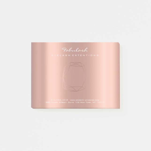 Post-it® Pearly Blush Rose Copper Logo Diamond Poligonal (Devant)