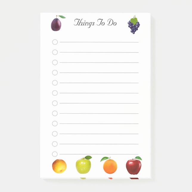 Post-it® Pêche, pomme et raisins Fruits Choses à Faire (Devant)