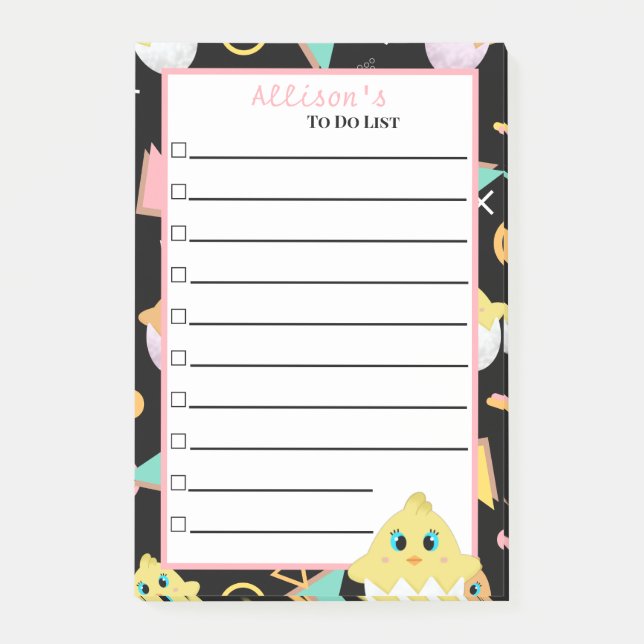 Post-it® Peekaboo Black Baby Chick Notes (Devant)