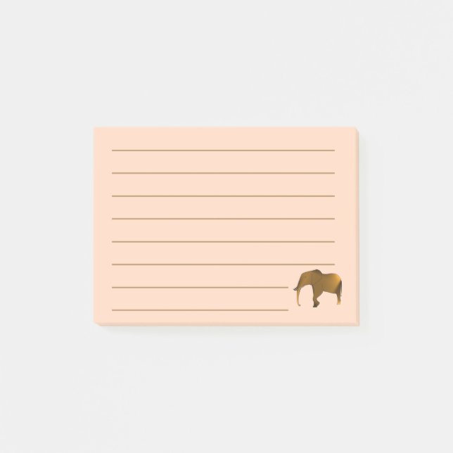 Post-it® Peint Brown Elephant Lined Post it Notes (Devant)