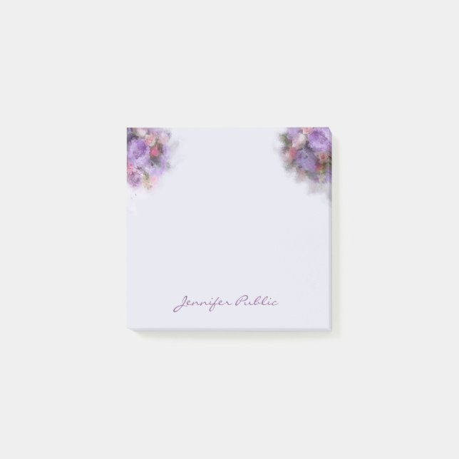Post-it® Peinture à l'huile Fleurs Élégant Modèle Script à  (Devant)
