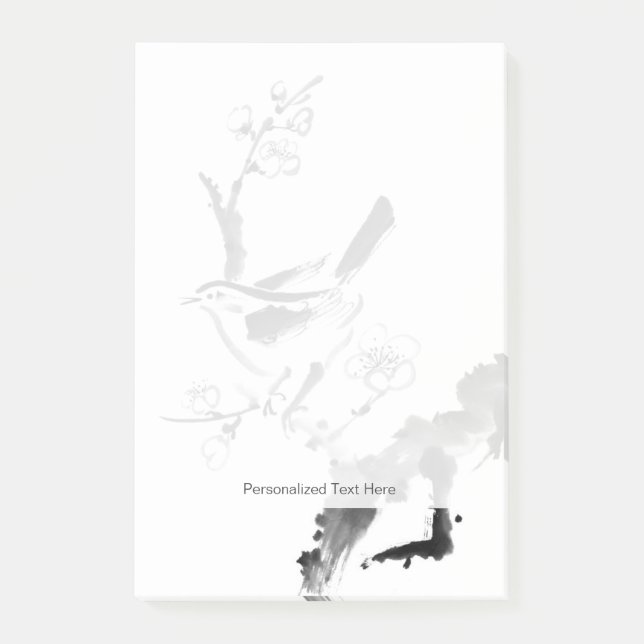 Post-it® Peinture chinoise, fleur de prune et oiseau (Devant)