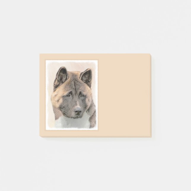 Post-it® Peinture d'Akita - Beau art original de chien (Devant)