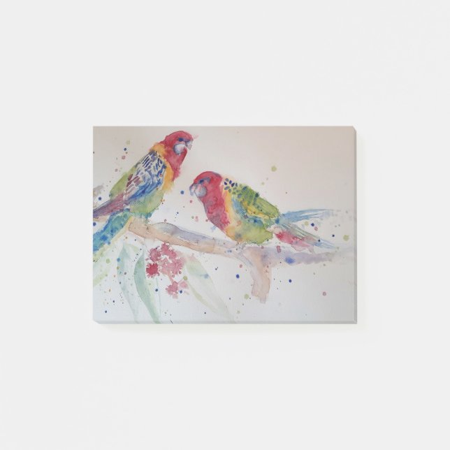Post-it® Peinture d'aquarelle rouge Rosella Parrot (Devant)