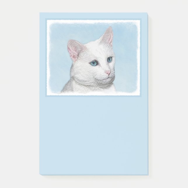 Post-it® Peinture de chat blanc - Cute Original Cat Art (Devant)