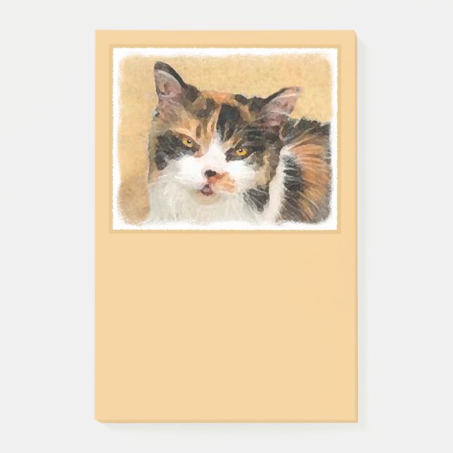Post-it® Peinture de chat Calico - Cute Original Cat Art (Devant)