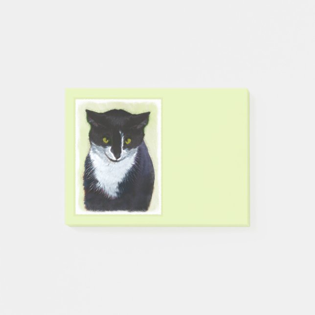 Post-it® Peinture de chat Tuxedo - Cute Original Cat Art (Devant)