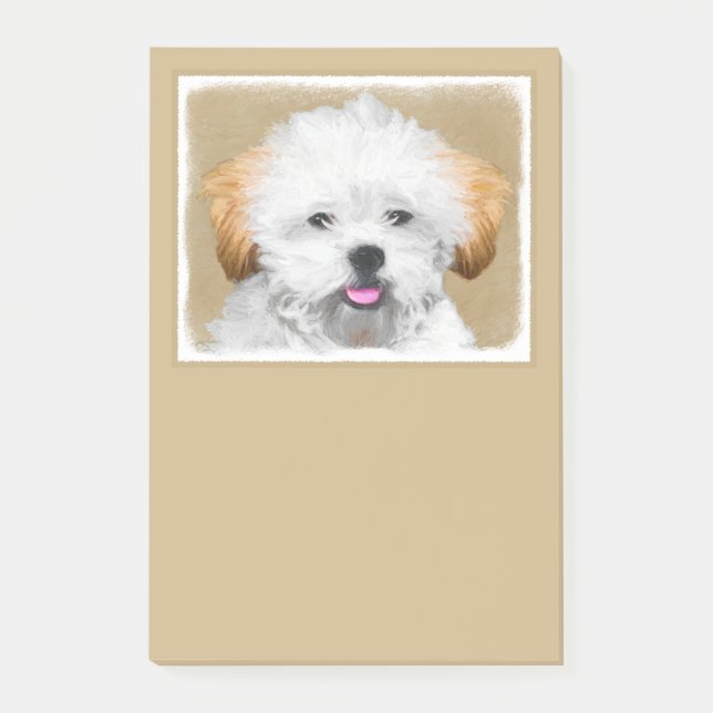 Post-it® Peinture de chiot de Lhasa Apso - art original (Devant)