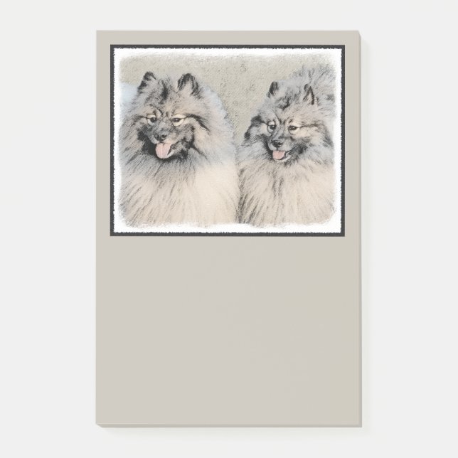 Post-it® Peinture de Keeshond Brothers - Art original de ch (Devant)