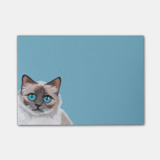 Post-it® Peinture de portrait de chat de Ragdoll observée