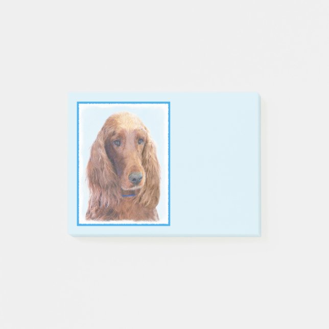 Post-it® Peinture de Setter irlandaise - Beau art original  (Devant)