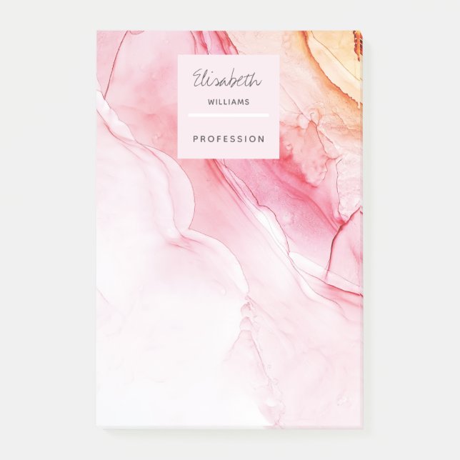 Post-it® Peinture d'encre rose Abstraite personnalisée (Devant)